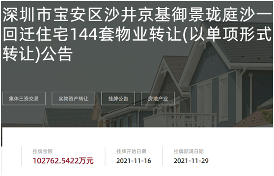 出讓人是京基回遷給沙一股份合作公司物業